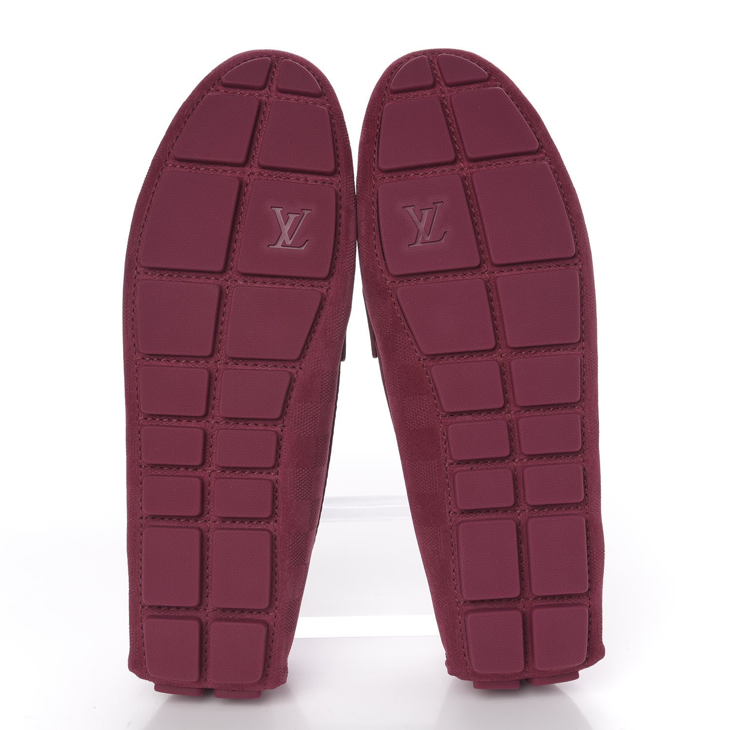 Louis Vuitton Suede Damier Shade Moccasin Loafers 9.5 Framboise 4 of 5