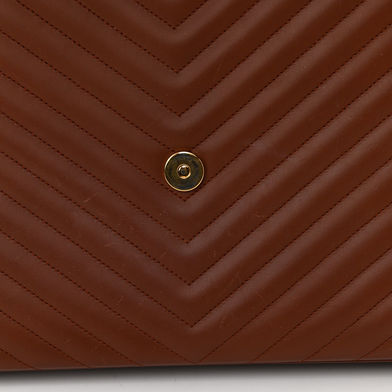 Saint Laurent Smooth Calfskin Matelasse Chevron Large Monogram Satchel Brown Brown 14 of 16