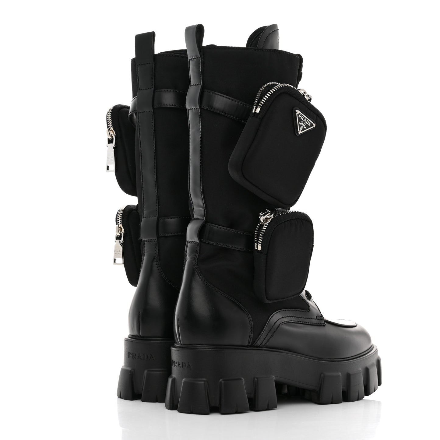 Spazzolato Rois Re-Nylon Metal Triangle Logo Monolith Pouch Pocket 55mm Tall Combat Boots 41 Black