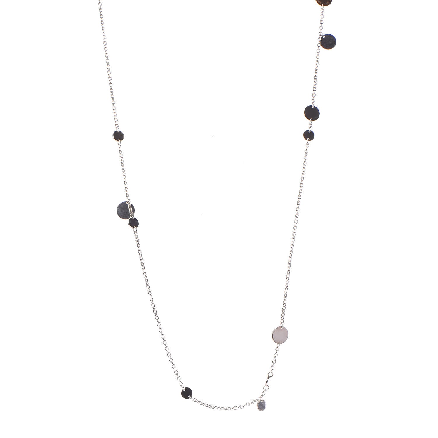 Hermes Sterling Silver 18K Rose Gold Confettis Long Necklace 1 of 5