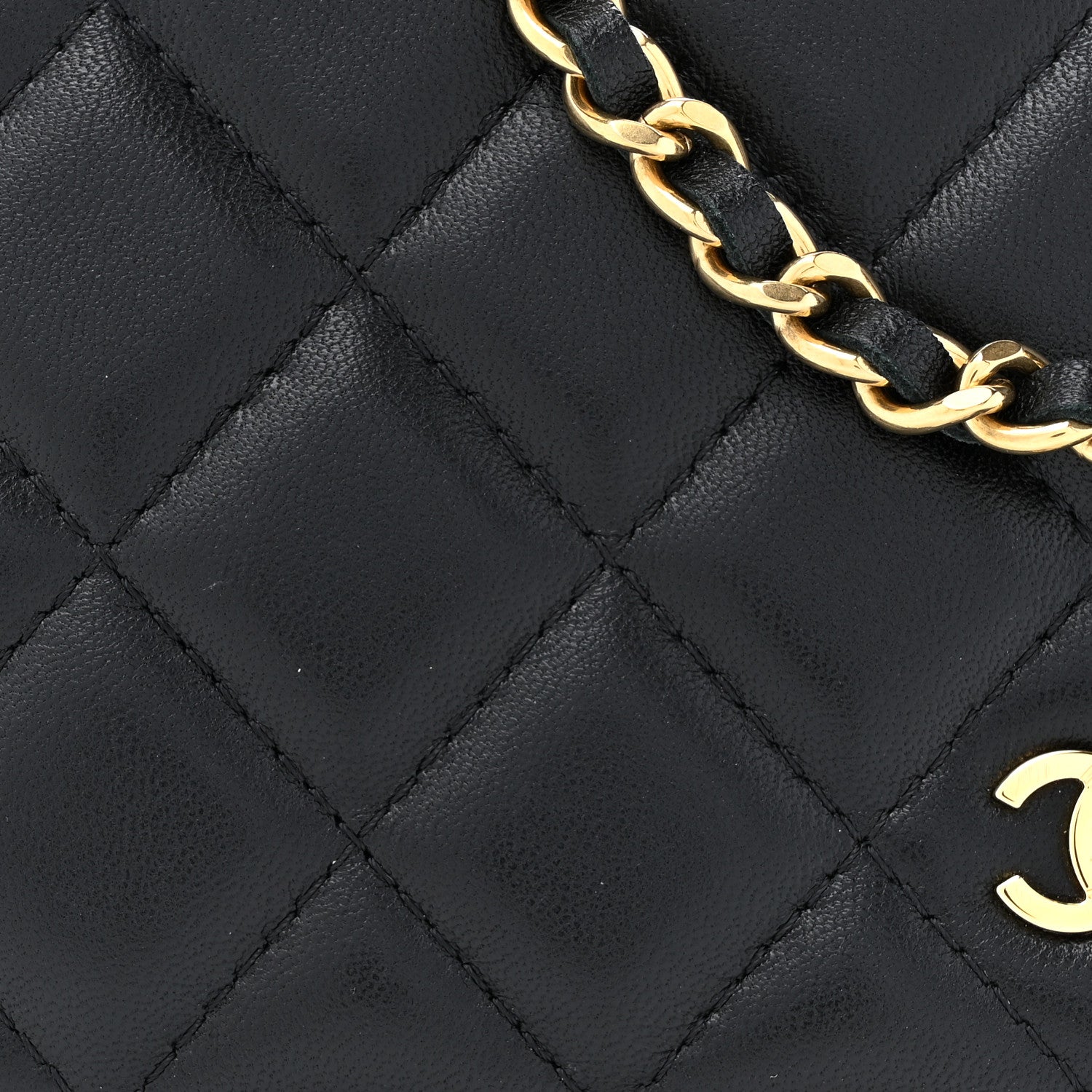Chanel Lambskin Quilted Wallet On Chain WOC Black 9 of 13