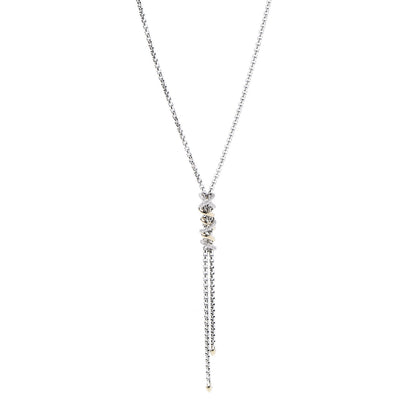 David Yurman Sterling Silver 18K Yellow Gold Diamond Helena Y Necklace 1 of 7