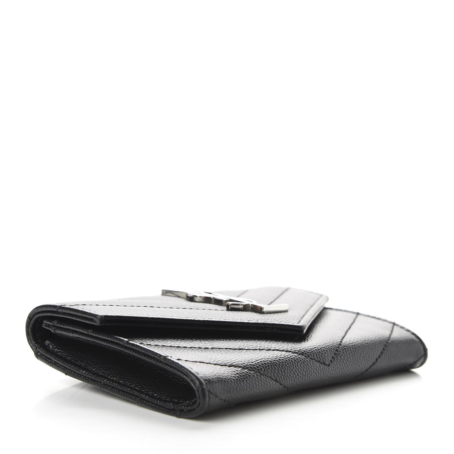 Grain De Poudre Matelasse Chevron Small Monogram Envelope Wallet Black