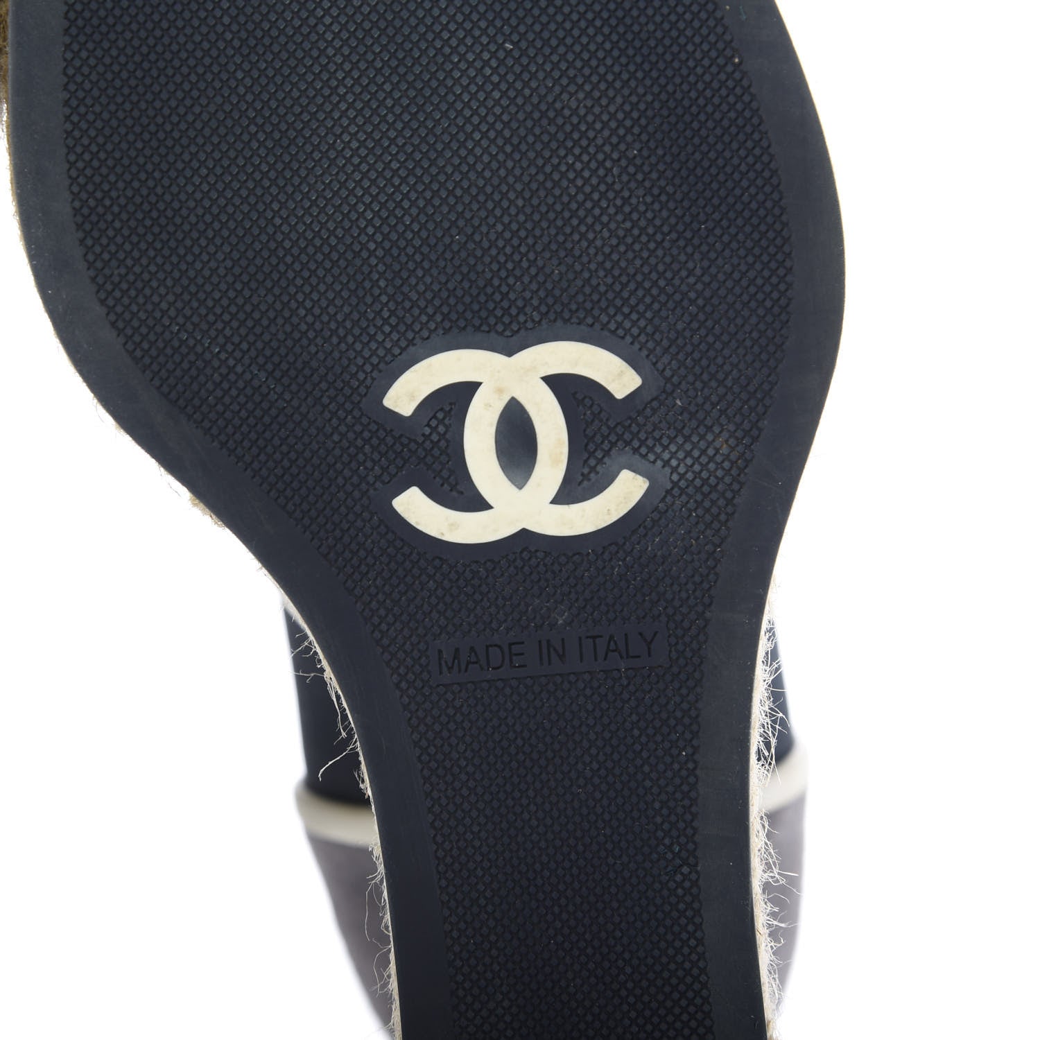 Chanel Raffia Lace Up Wedge Espadrilles 36 Grey Navy 7 of 12