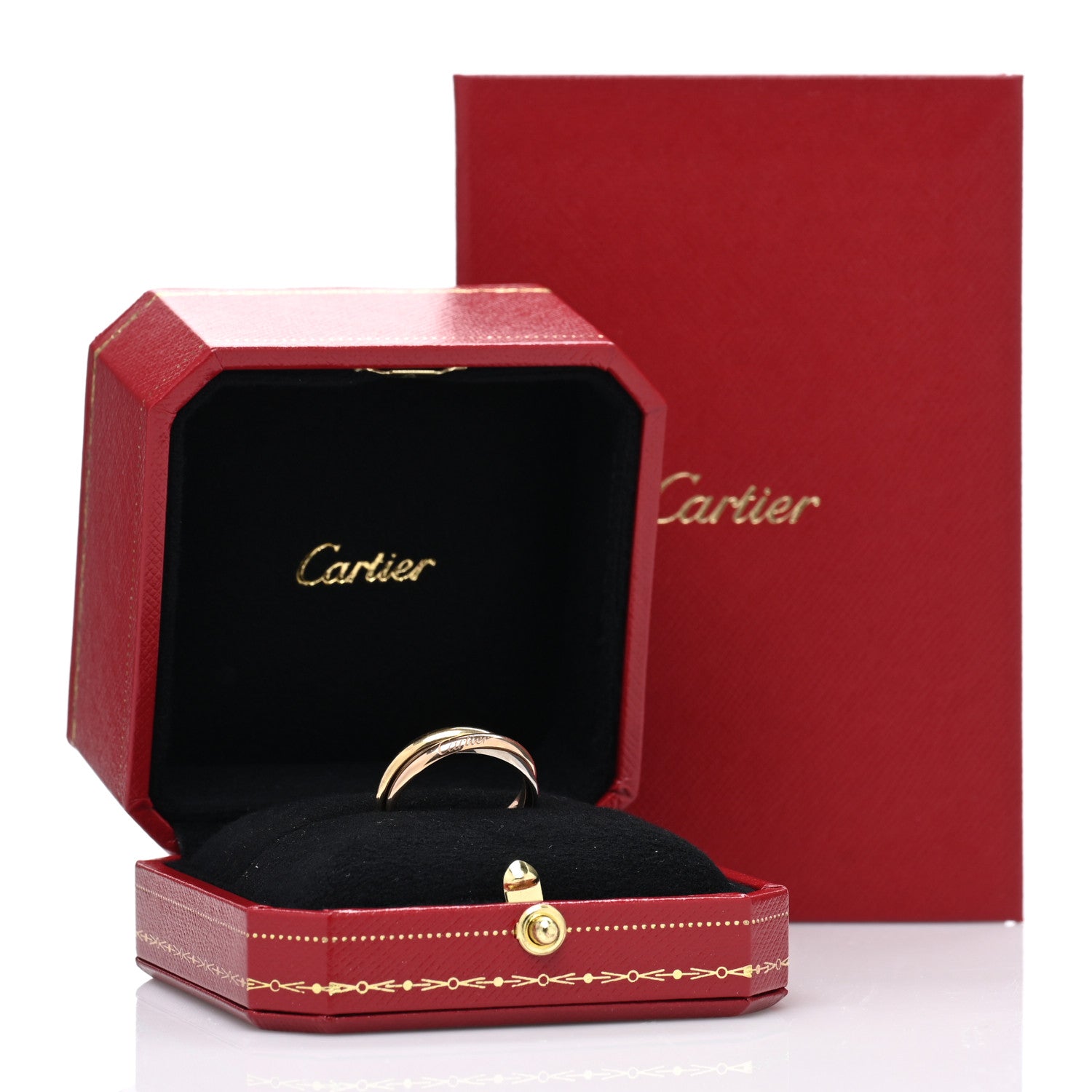 Cartier 18K Pink Yellow White Gold Small Trinity Ring 57 8 3 of 5