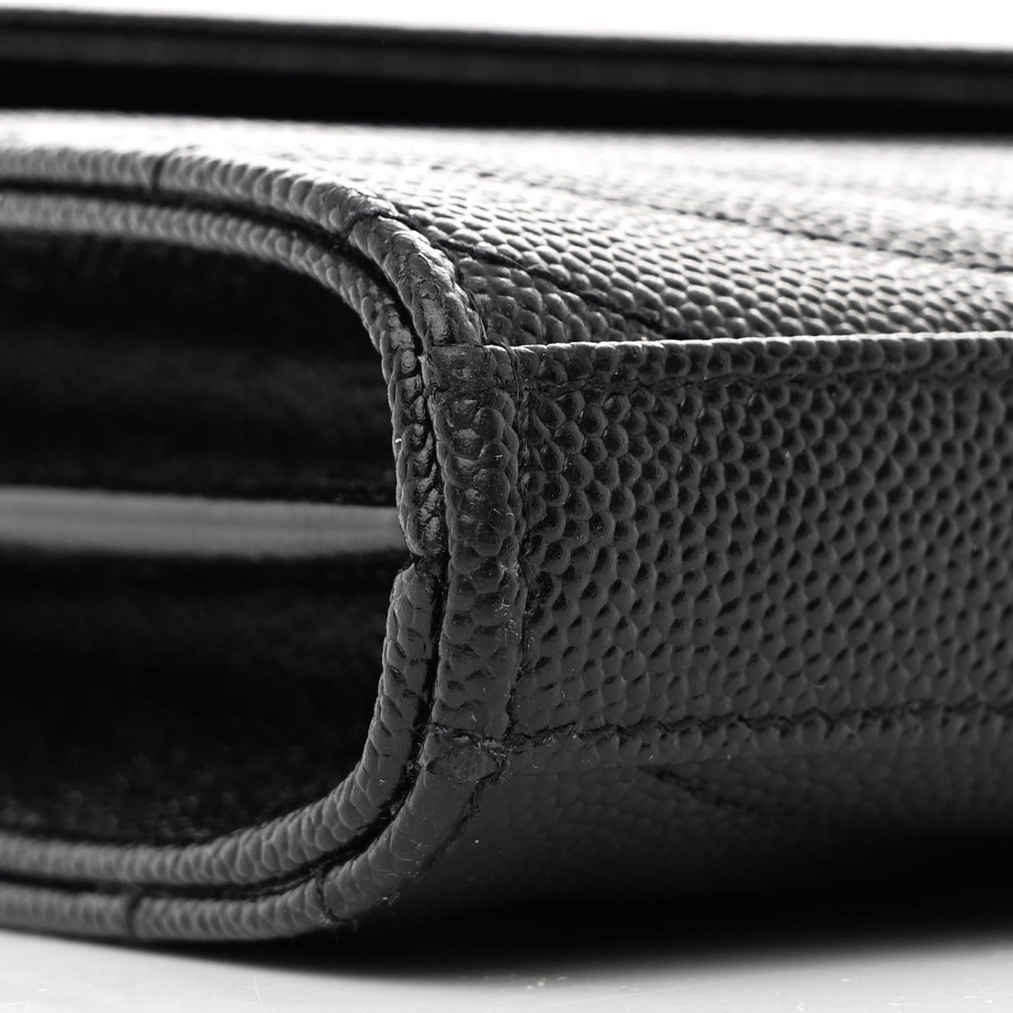 Grain De Poudre Matelasse Chevron Monogram Chain Wallet Black