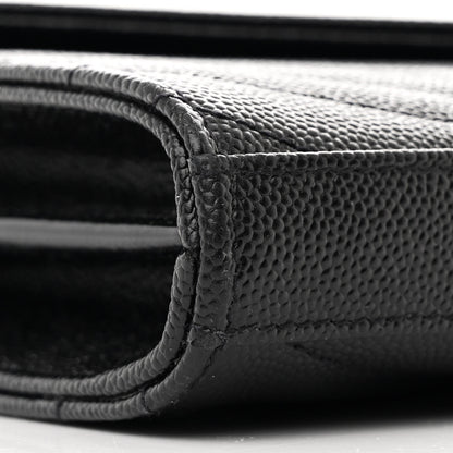 Saint Laurent Grain De Poudre Matelasse Chevron Monogram Chain Wallet Black 11 of 12