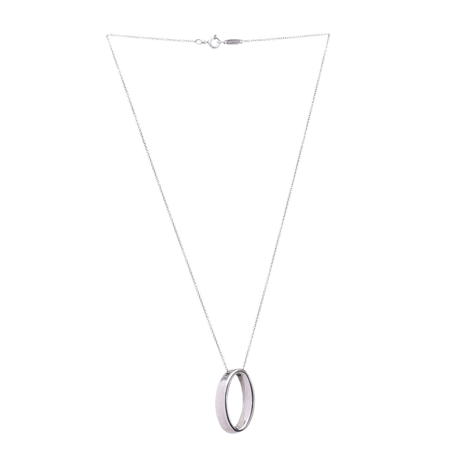 Tiffany Sterling Silver Oval Loop Pendant Necklace 3 of 7