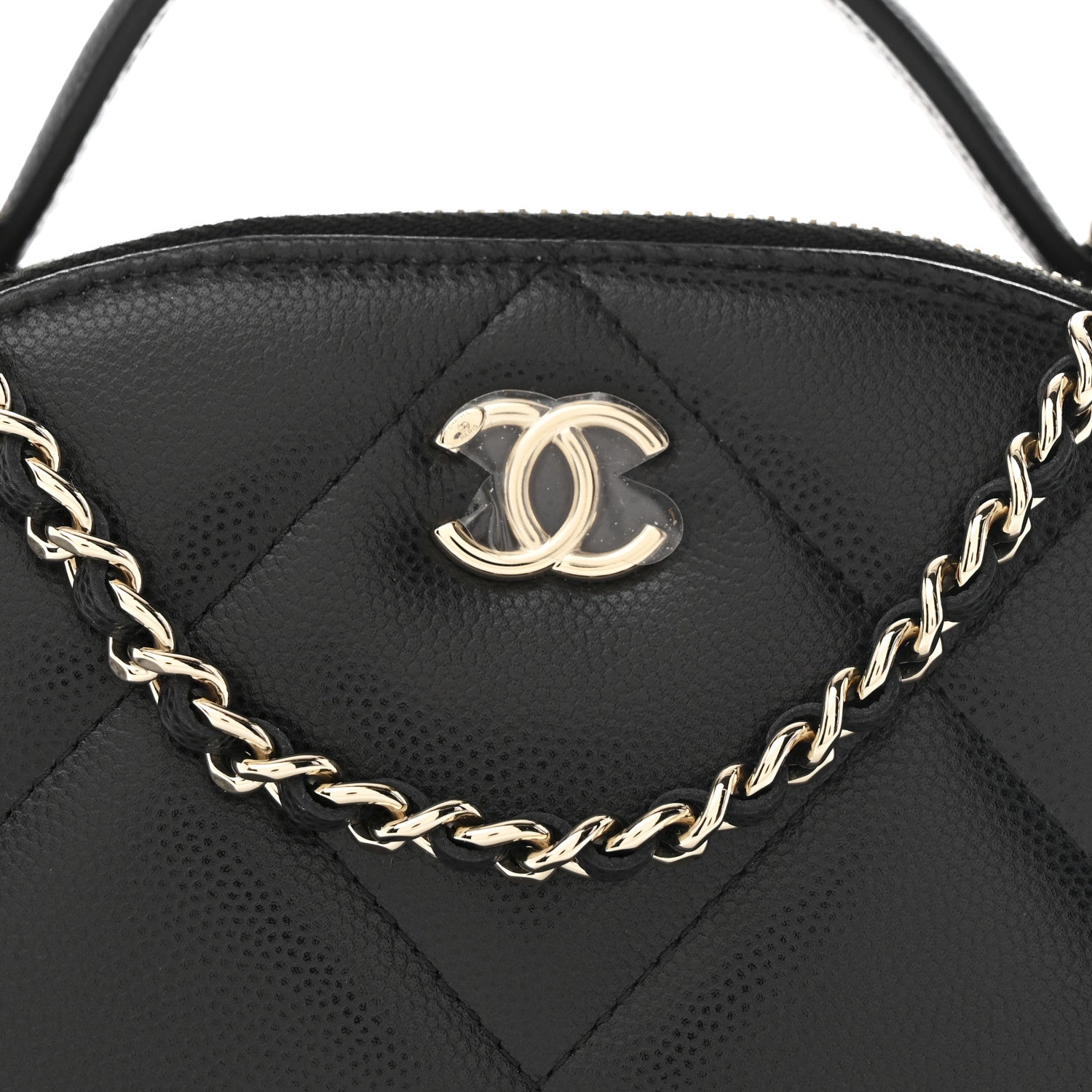 Chanel Grained Calfskin Quilted Top Handle Chain Clutch Black 8 of 10