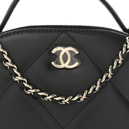 Chanel Grained Calfskin Quilted Top Handle Chain Clutch Black 8 of 10