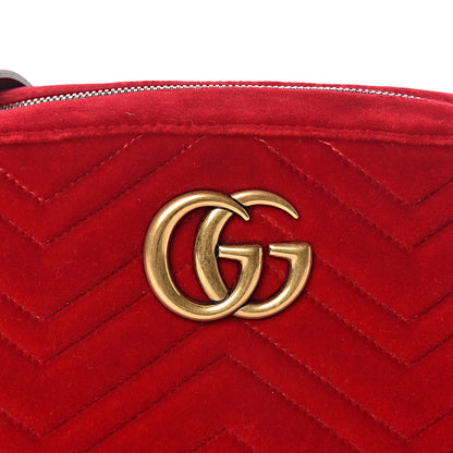 Gucci Velvet Matelasse Small GG Marmont Chain Shoulder Bag Hibiscus Red 8 of 10