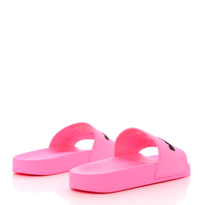 Balenciaga Rubber Womens Logo Pool Slide Sandals 39 Fluo Pink Black 4 of 10