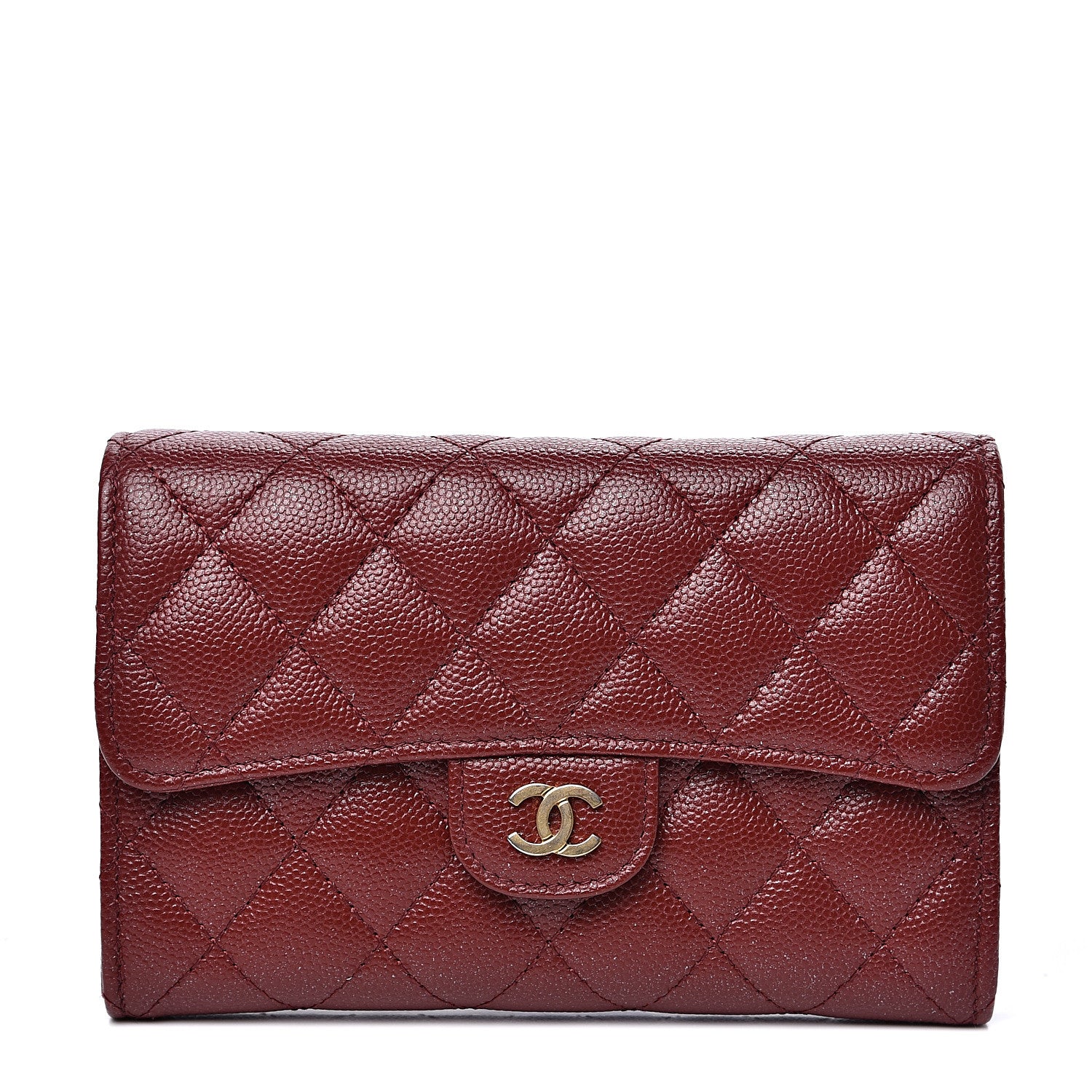 Chanel Caviar Quilted Medium Flap Wallet Burgundy 1 of 9