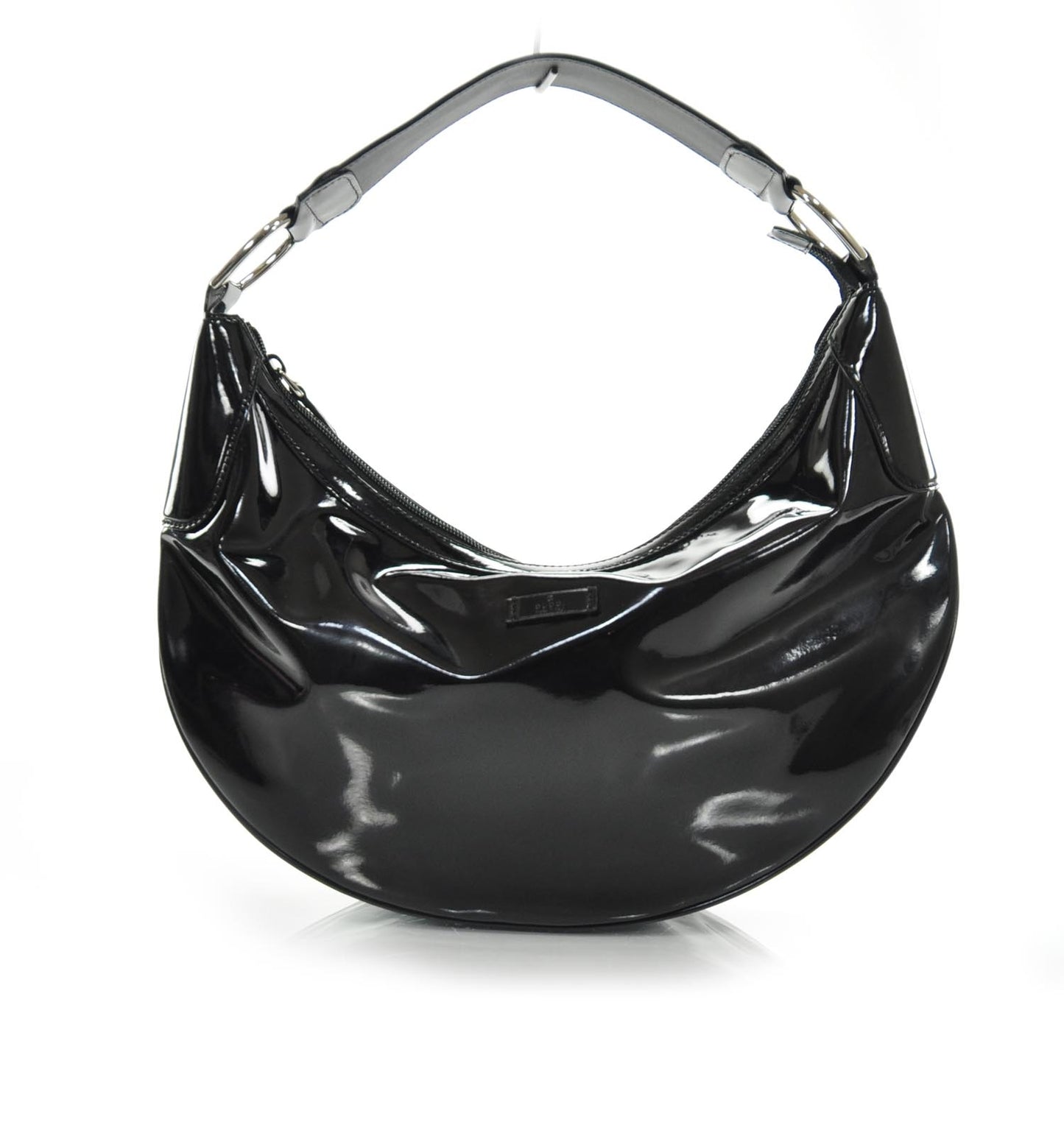 Patent Half Moon Hobo Black