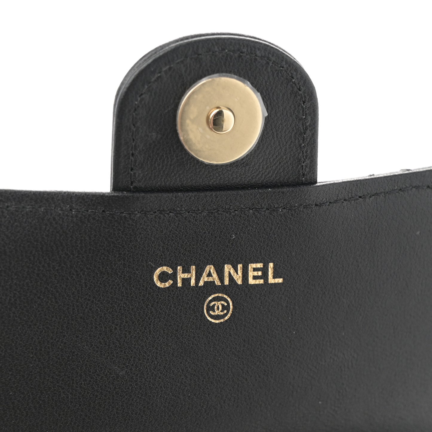 Lambskin Quilted Flap Phone Holder With Chain Black
