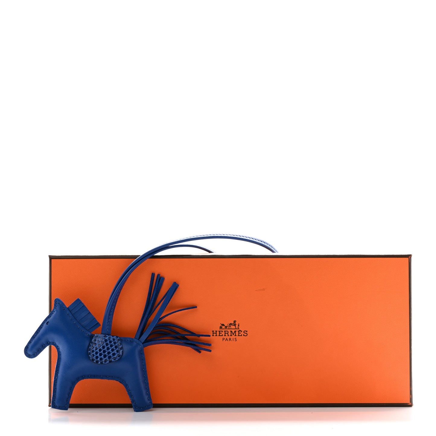 Milo Lambskin Lizard Touch Grigri Rodeo Horse Bag Charm PM Bleu France Bleu Saphir