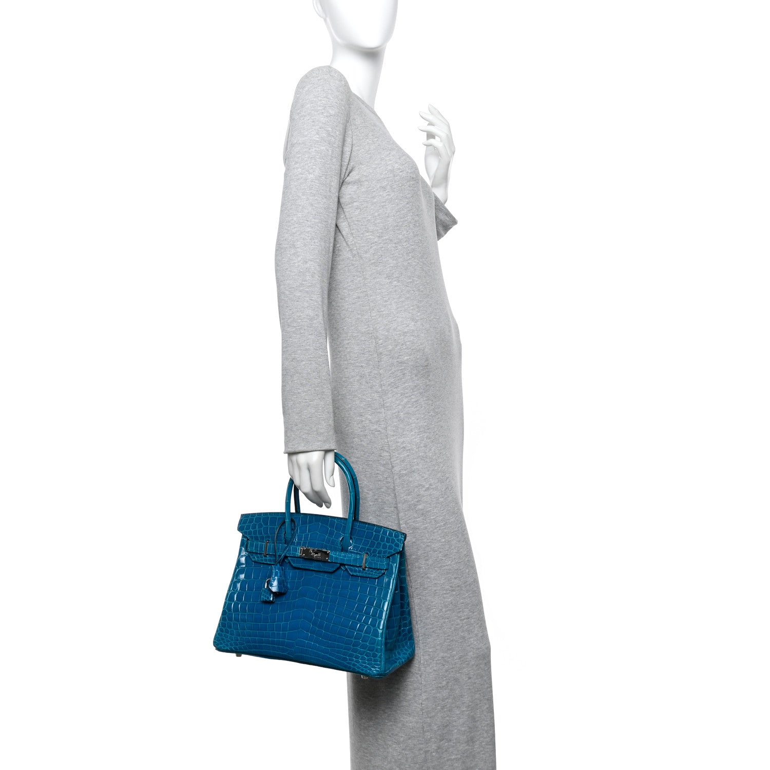 Hermes Shiny Niloticus Crocodile Birkin 30 Bleu Izmir 2 of 11