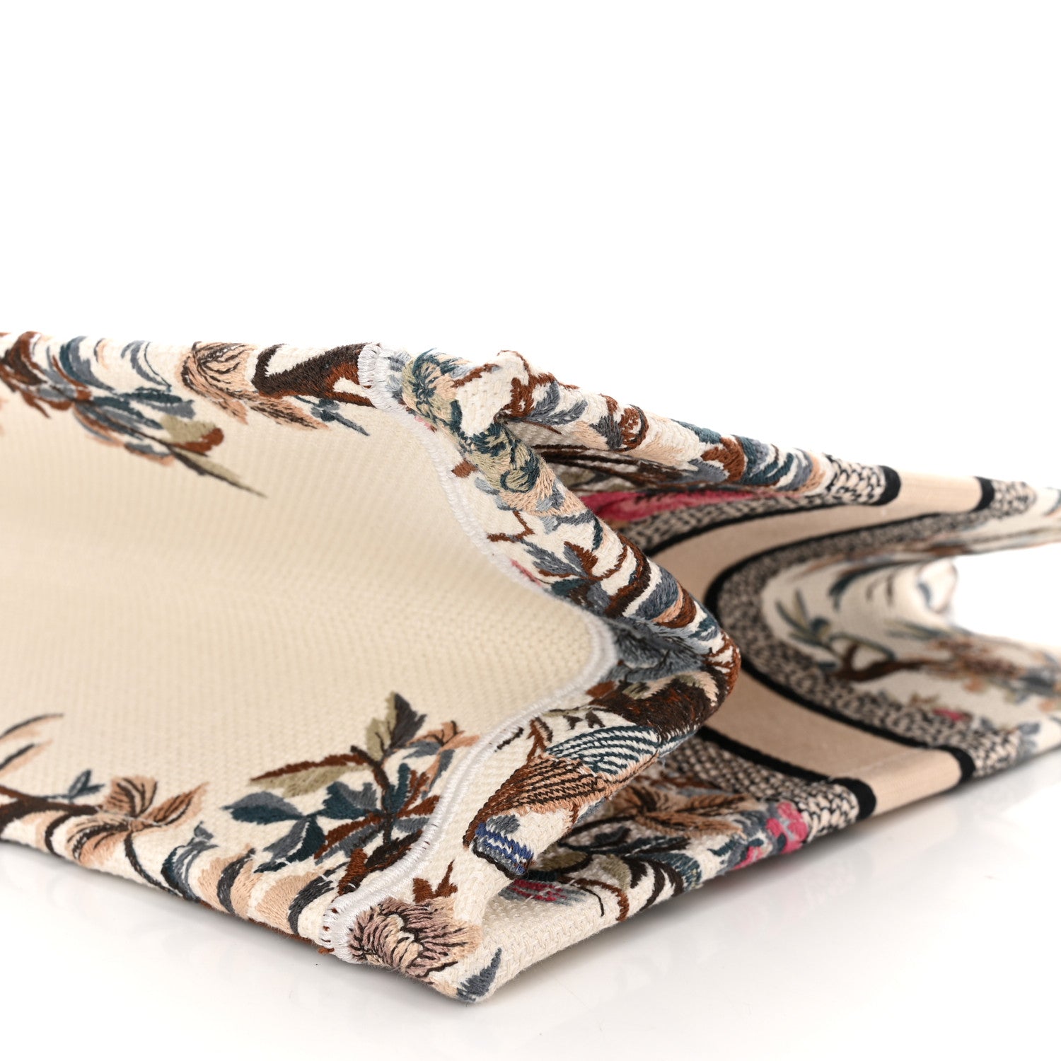 Christian Dior Canvas Embroidered Medium Jardin D'Hiver Book Tote Latte Multicolor 10 of 11
