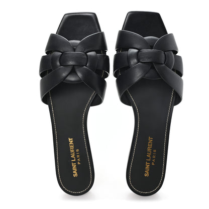 Saint Laurent Calfskin Tribute 05 Slide Sandals 38 Black 2 of 10