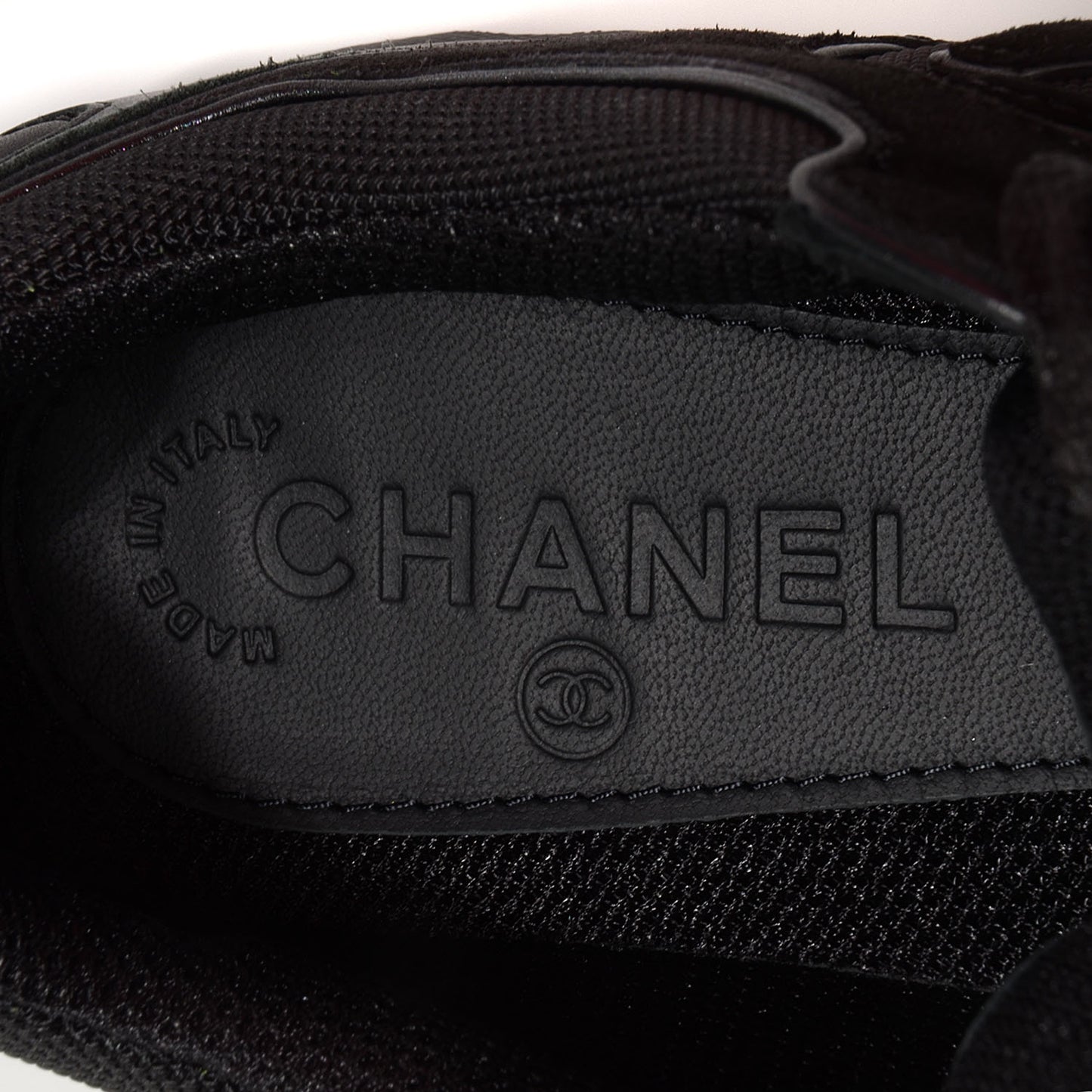Suede Calfskin CC Black Sneakers 38.5