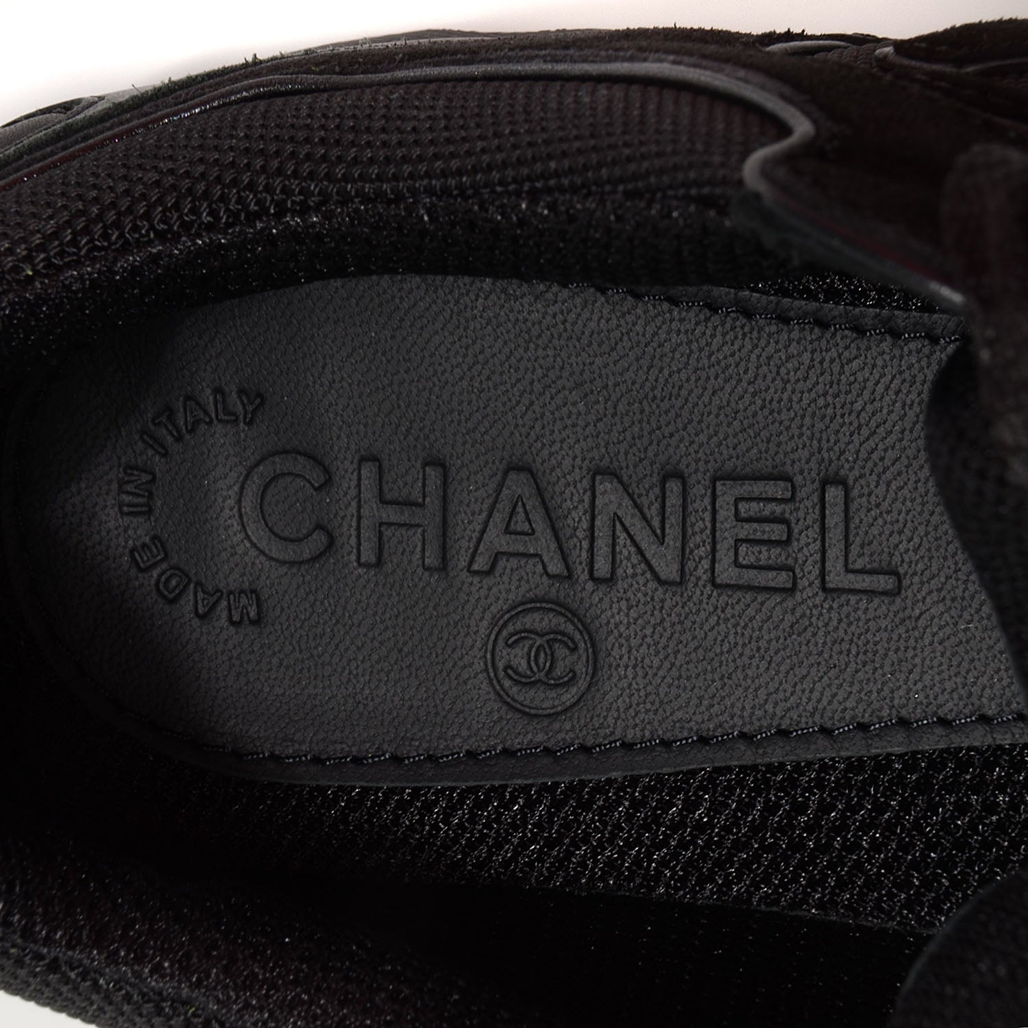 Chanel Suede Calfskin CC Black Sneakers 38.5 6 of 7