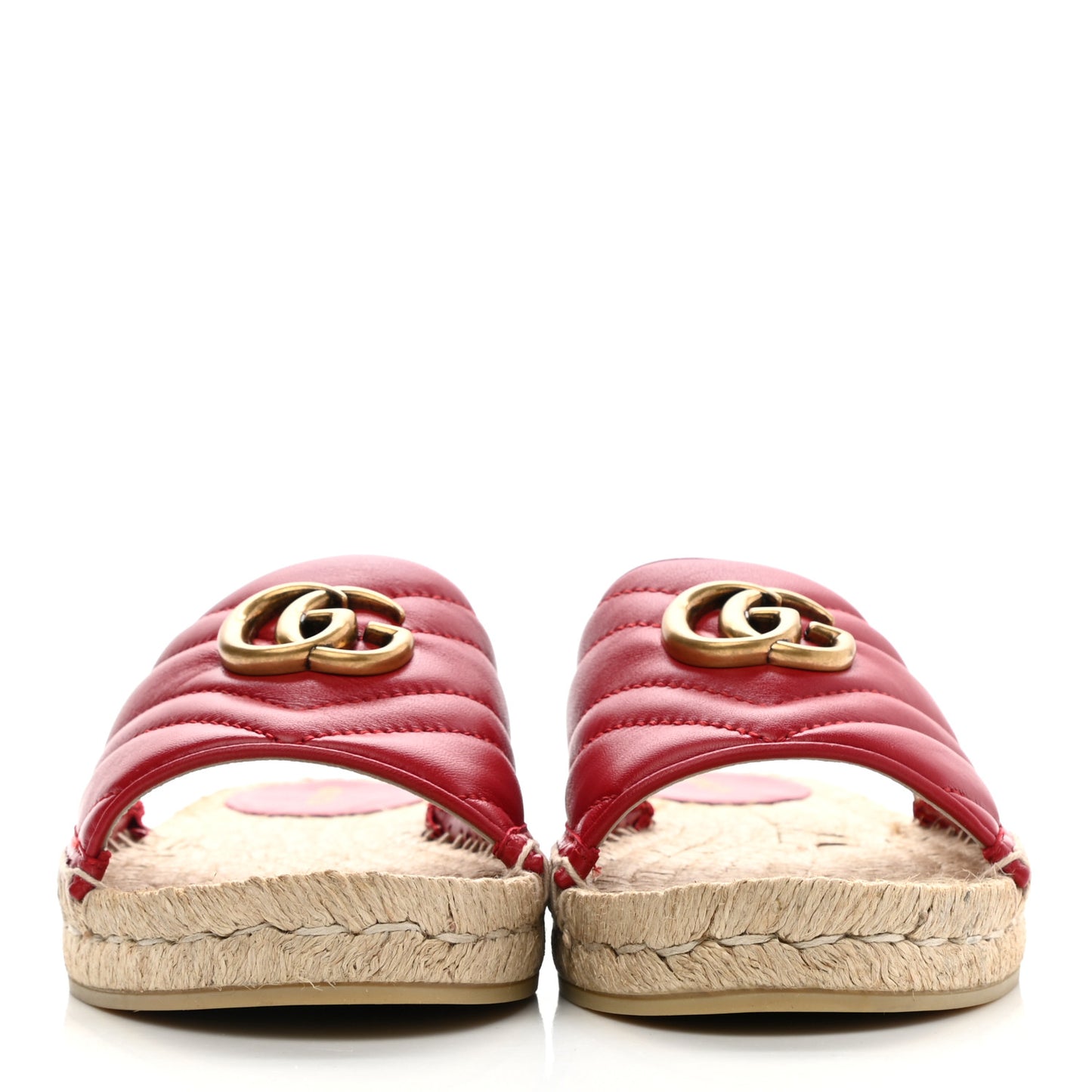 Nappa Matelasse GG Marmont Espadrille Slide Sandals 39 Hibiscus Red