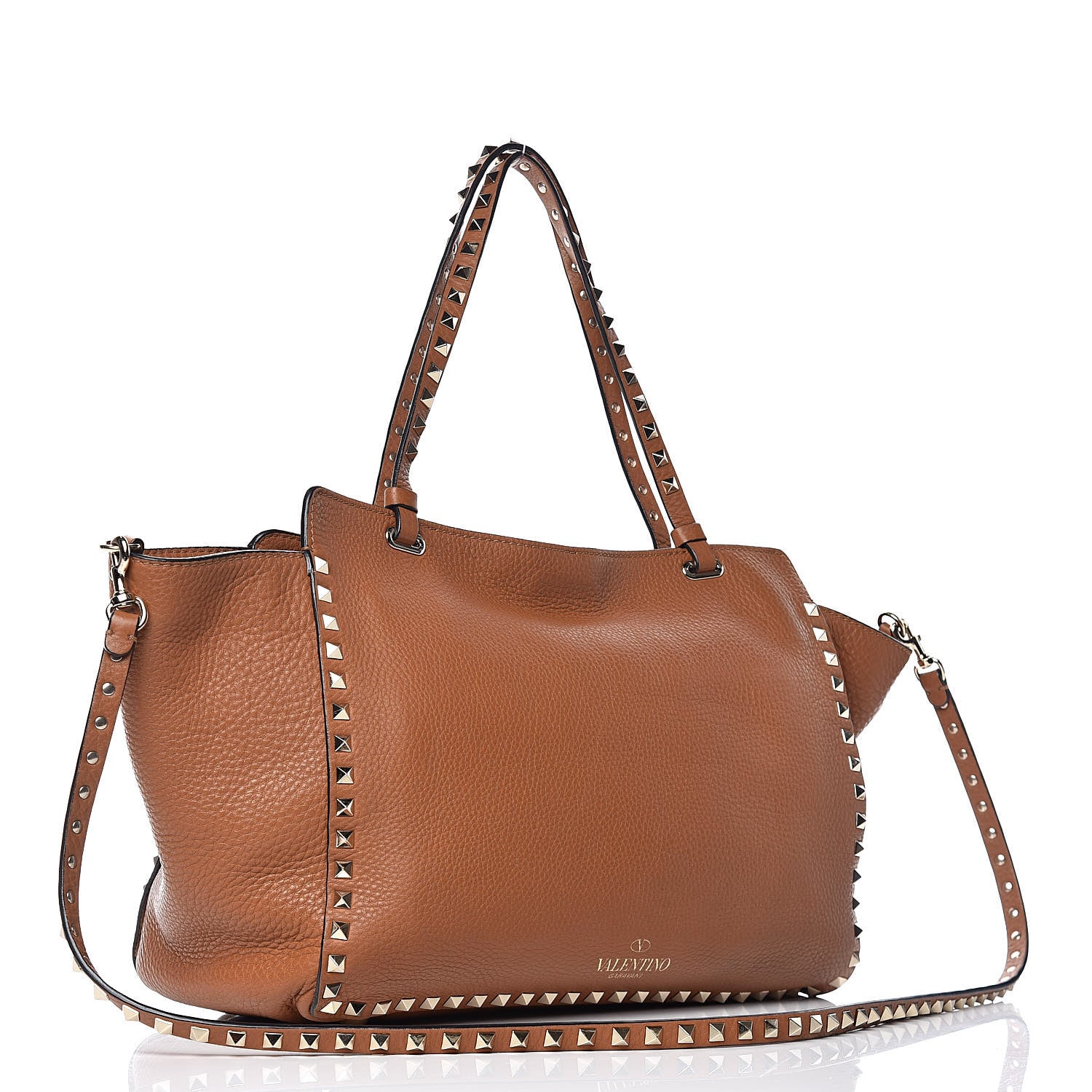 Valentino Garavani Pebbled Calfskin Medium Rockstud Tote Light Cuir 4 of 19