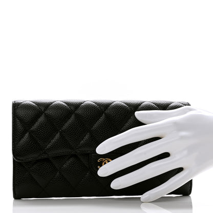 Chanel Caviar Quilted Large Gusset Flap Wallet Black 2 of 11