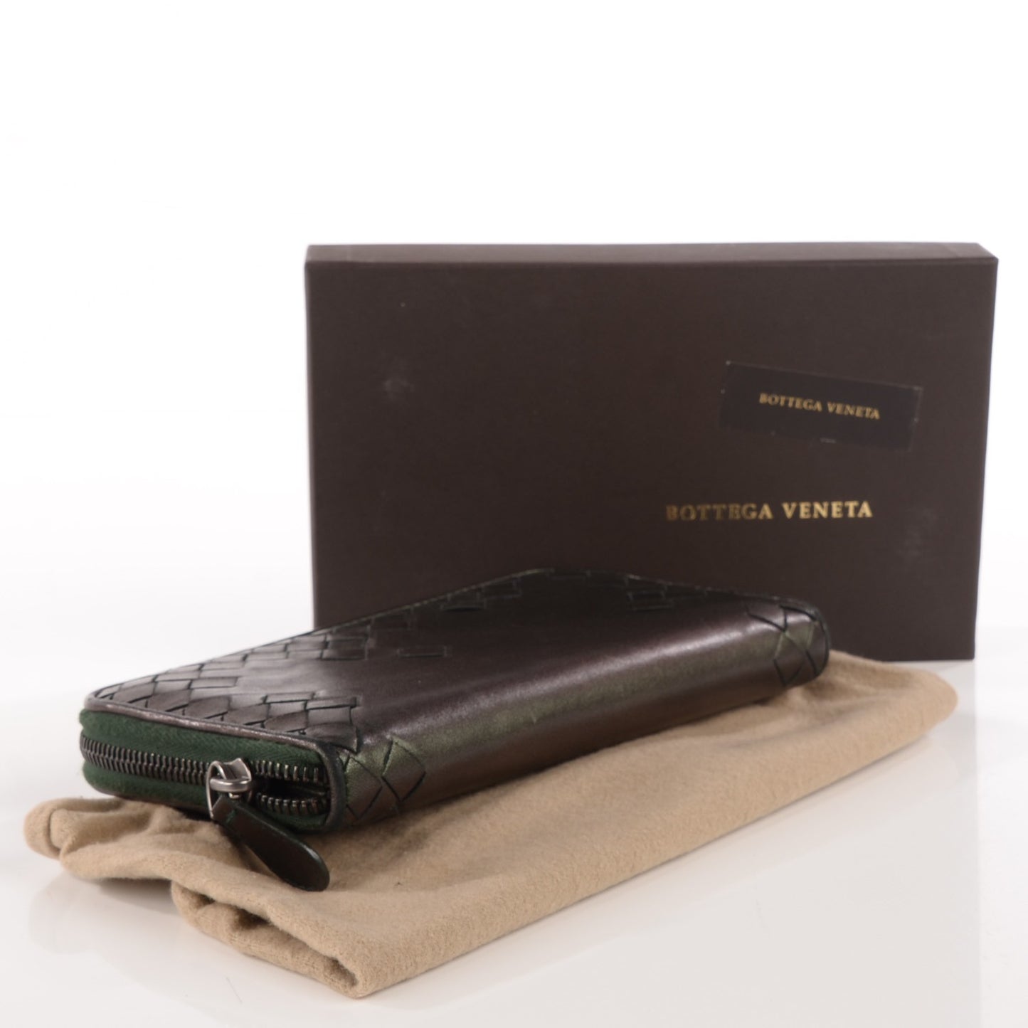 Nappa Intrecciato Zip Around Wallet Scarab