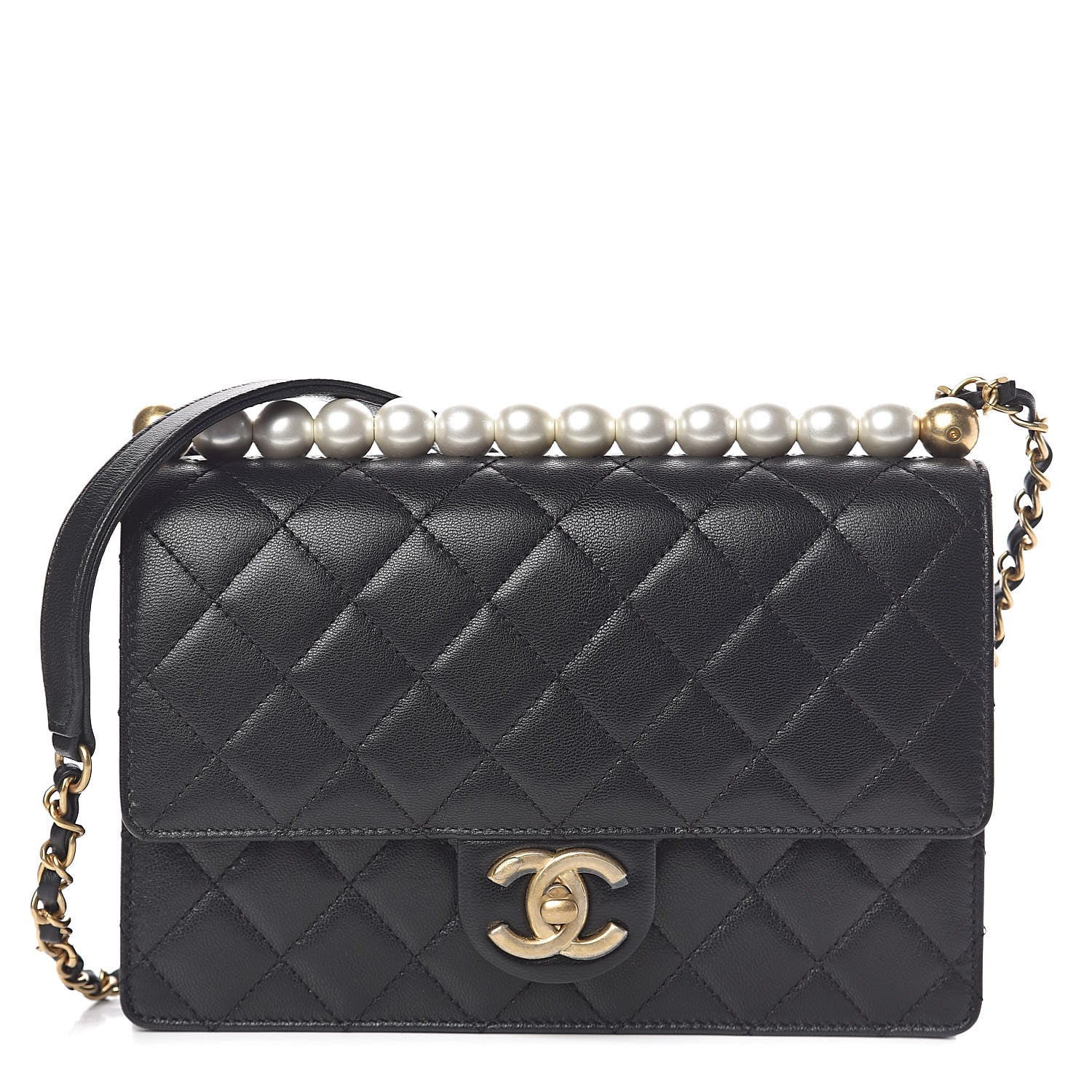 Chanel Lambskin Quilted Small Chic Pearls Flap Black 1 of 12