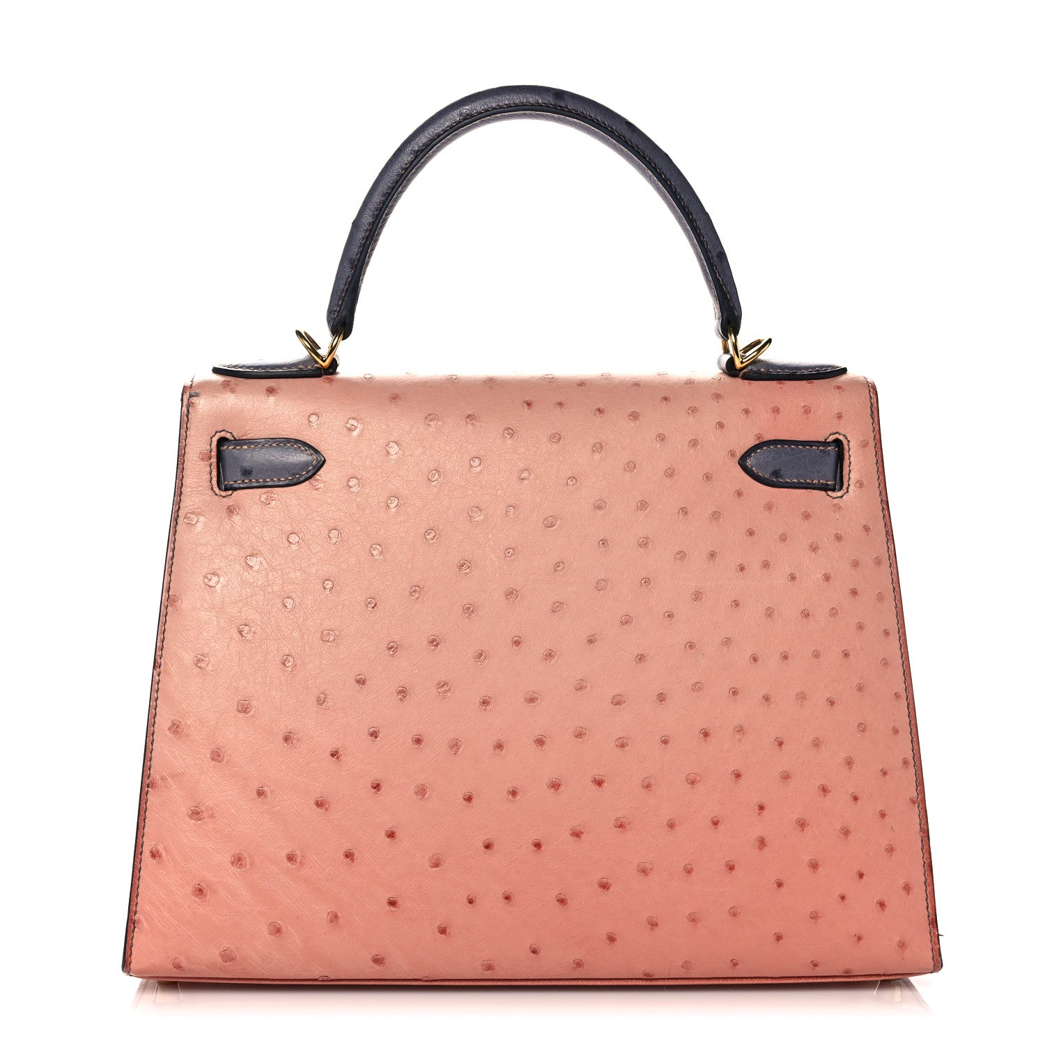 Hermes Ostrich Horseshoe Kelly Sellier 28 Terre Cuite Gris Agate 4 of 39