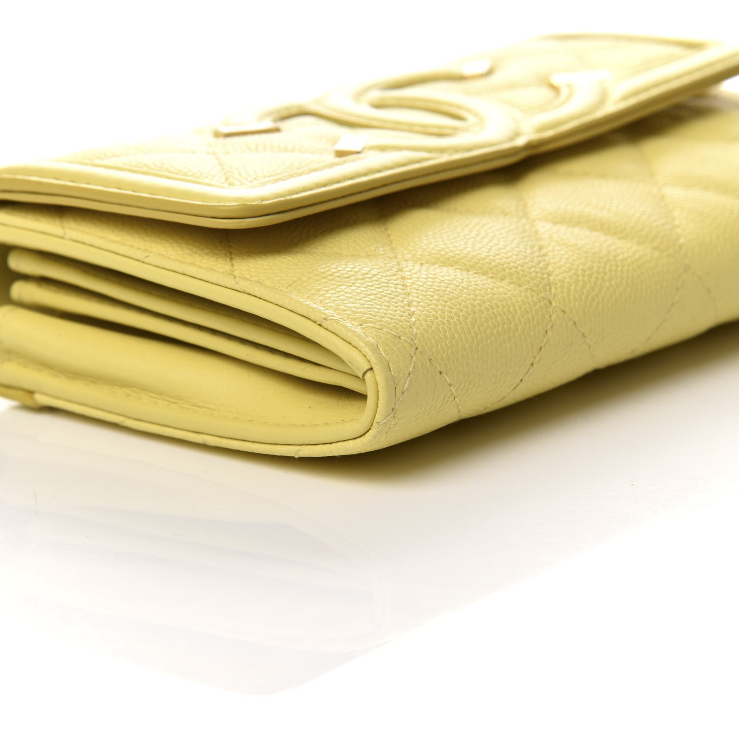 Chanel Caviar Quilted Medium Filigree Flap Wallet Yellow 7 of 9