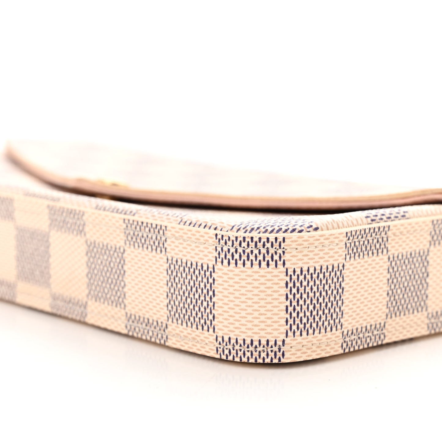 Damier Azur Pochette Felicie Chain Wallet Rose Ballerine