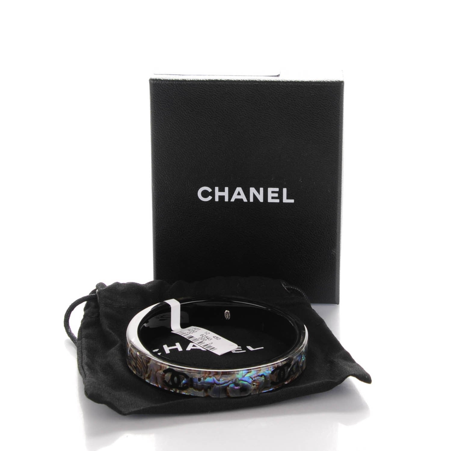 Chanel Resin Mother Of Pearl CC Bangle Black 5 of 5