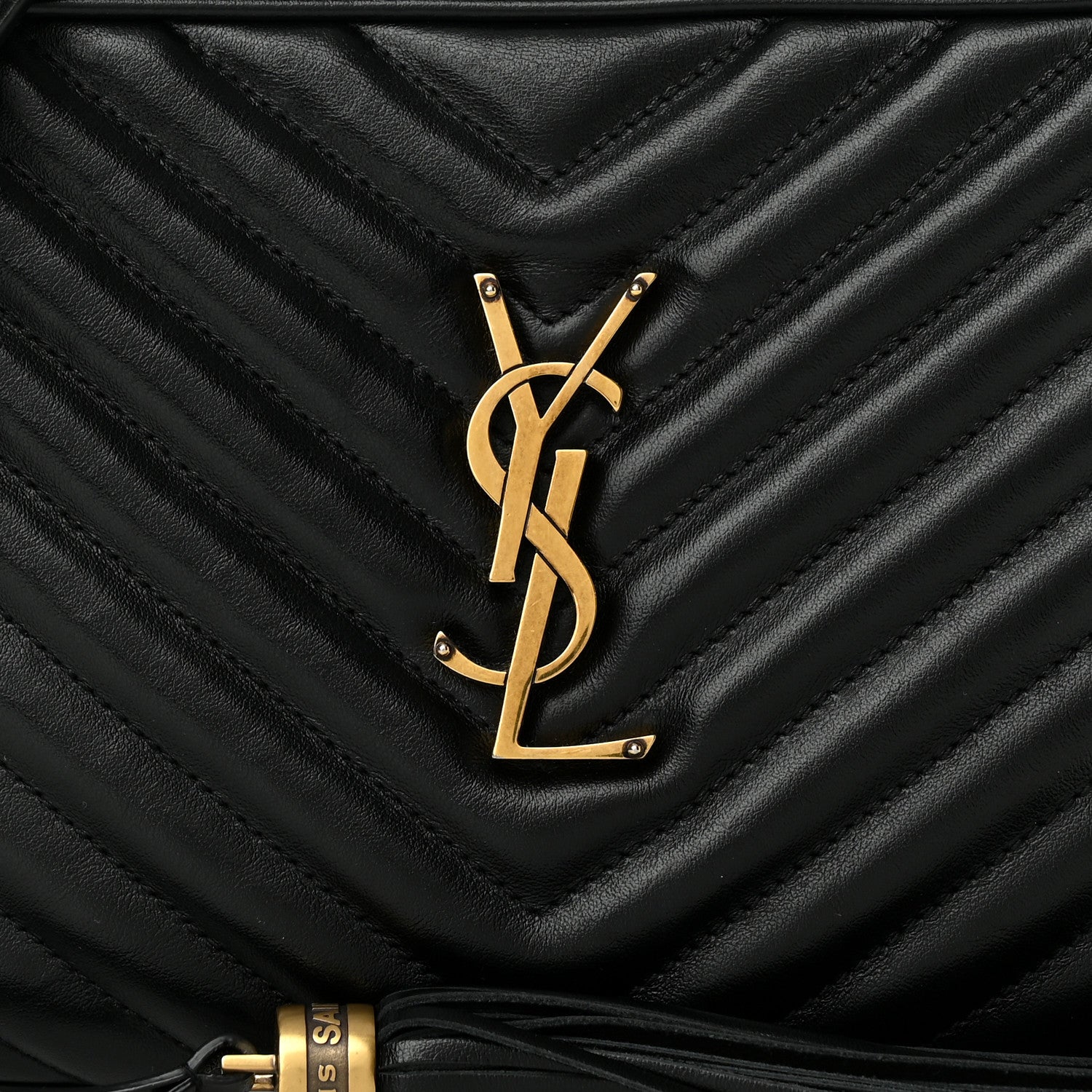 Saint Laurent Calfskin Matelasse Monogram Lou Camera Bag Black 8 of 14