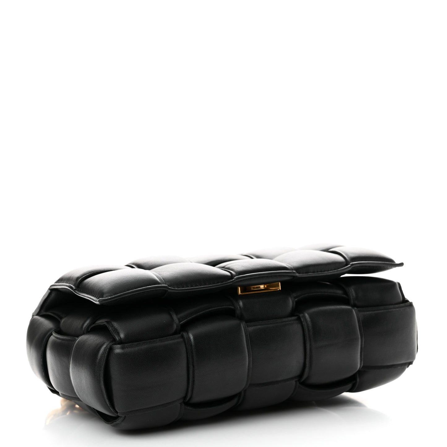 Lambskin Maxi Intreccio Padded Chain Cassette Crossbody Bag Black