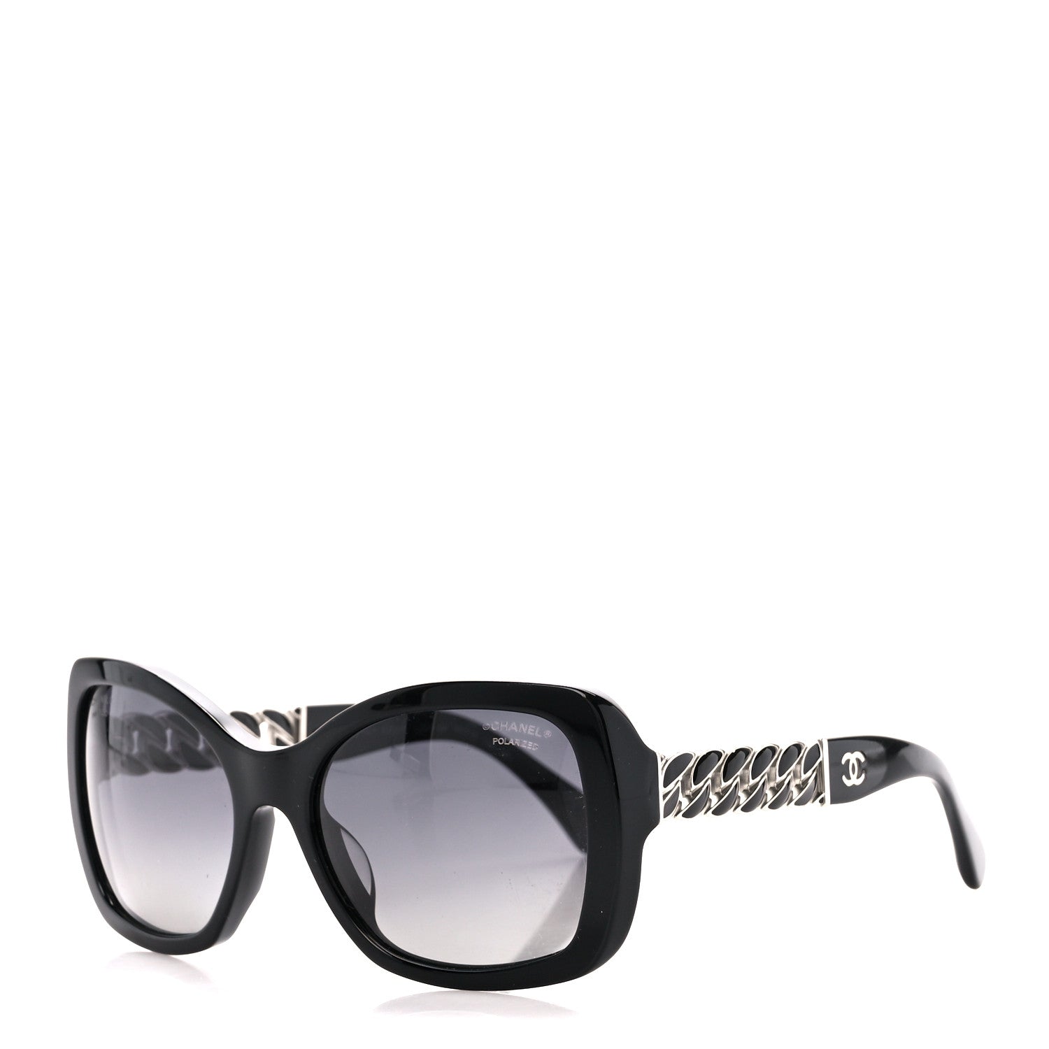 Chanel Acetate Metal Polarized Chain Square Sunglasses 5305 Black 1 of 8