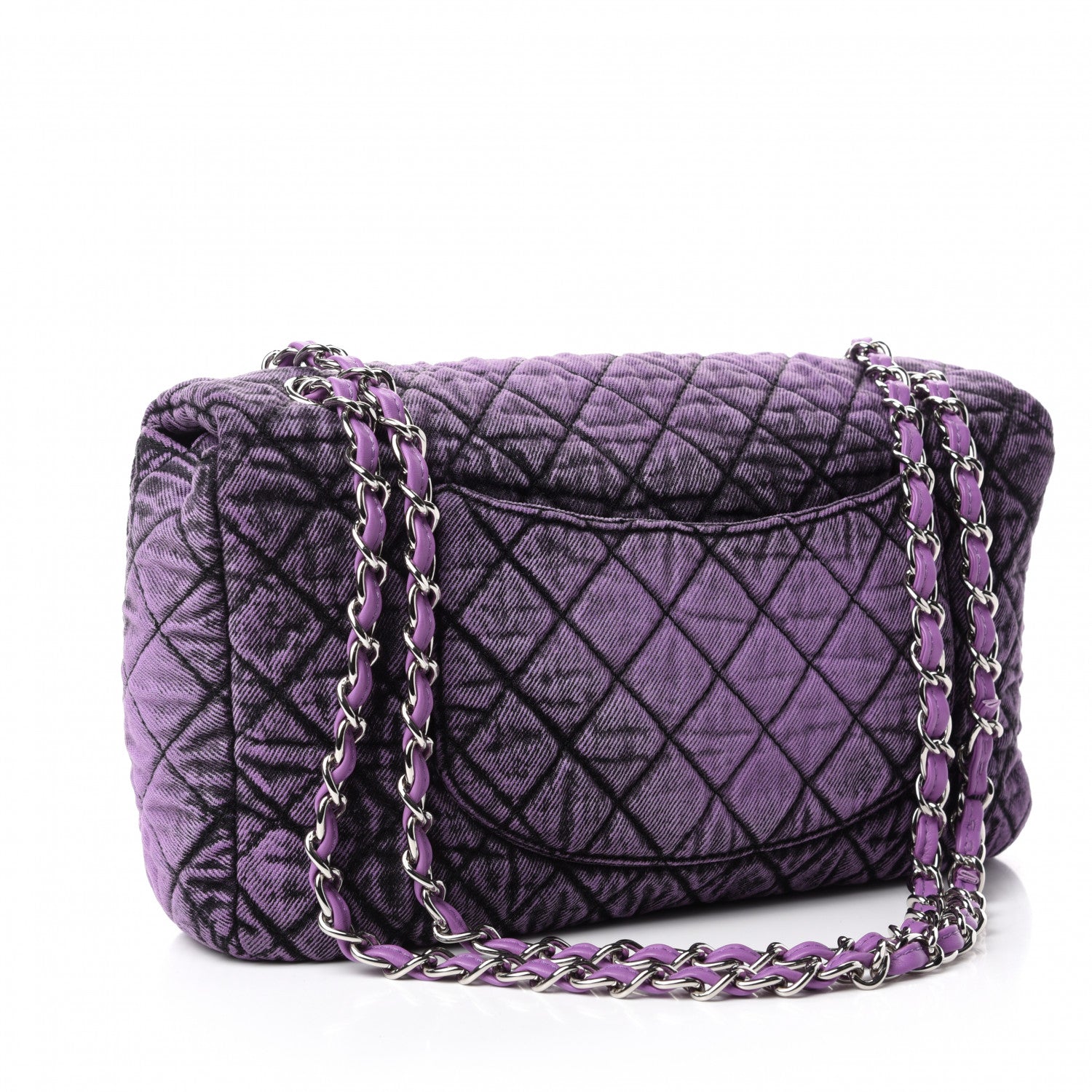 Chanel Denim Quilted Denimpression Flap Purple Black 3 of 10