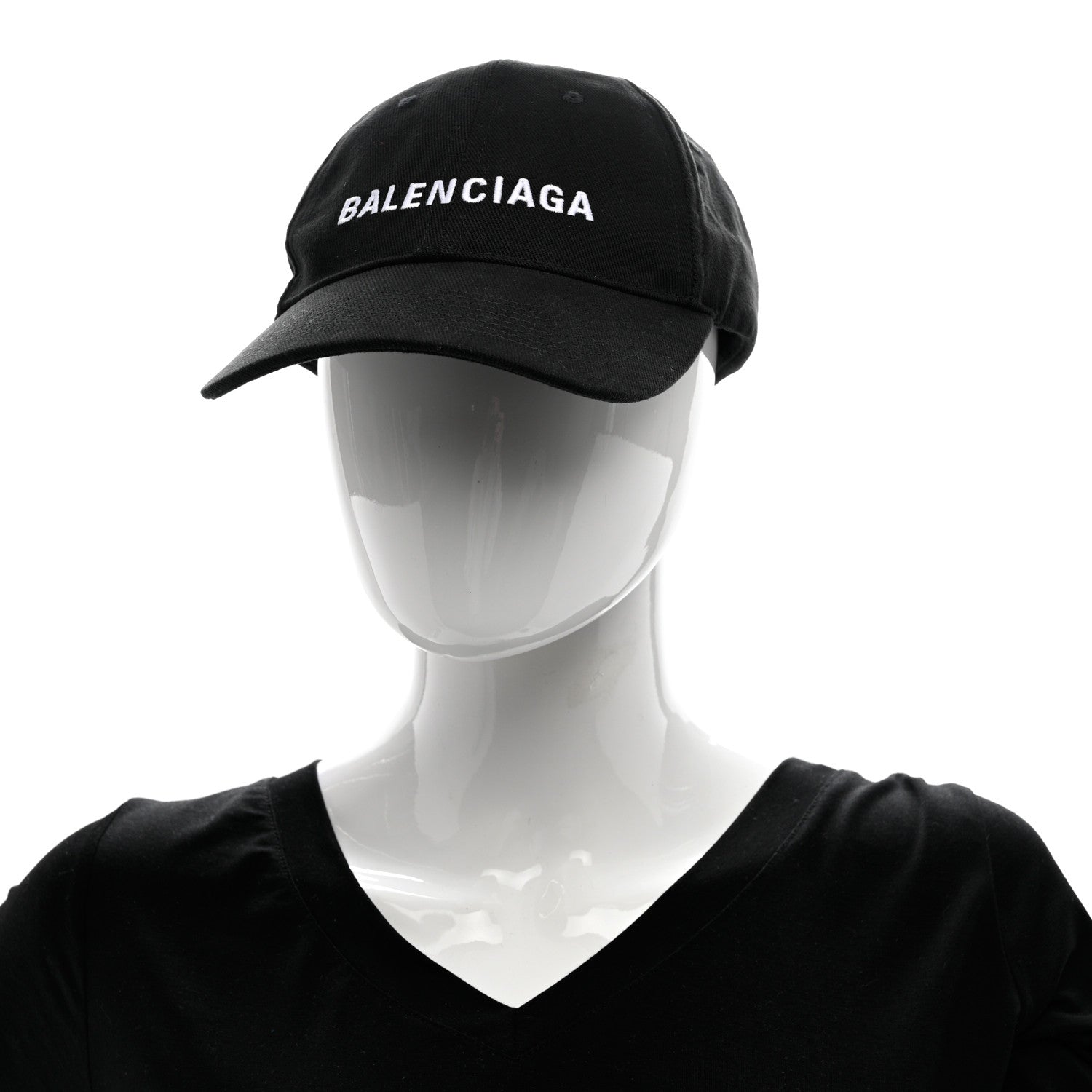 Balenciaga Cotton Drill Logo Classic Baseball Cap 59 L Black White 2 of 9