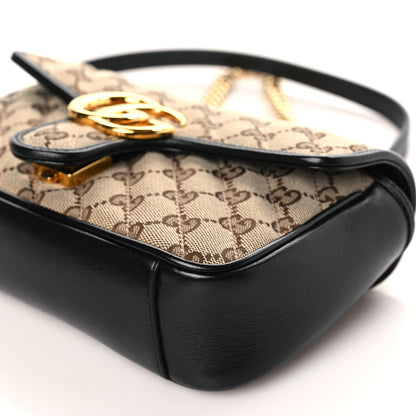 Gucci Monogram Matelasse Diagonal Mini GG Marmont Shoulder Bag Beige Black 9 of 9