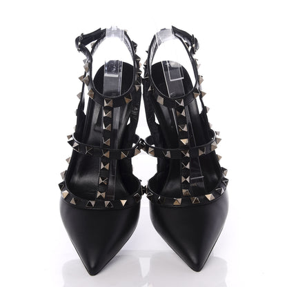 Valentino Garavani Calfskin Nappa Rockstud Ankle Strap 100mm Pumps 37.5 Black 4 of 10