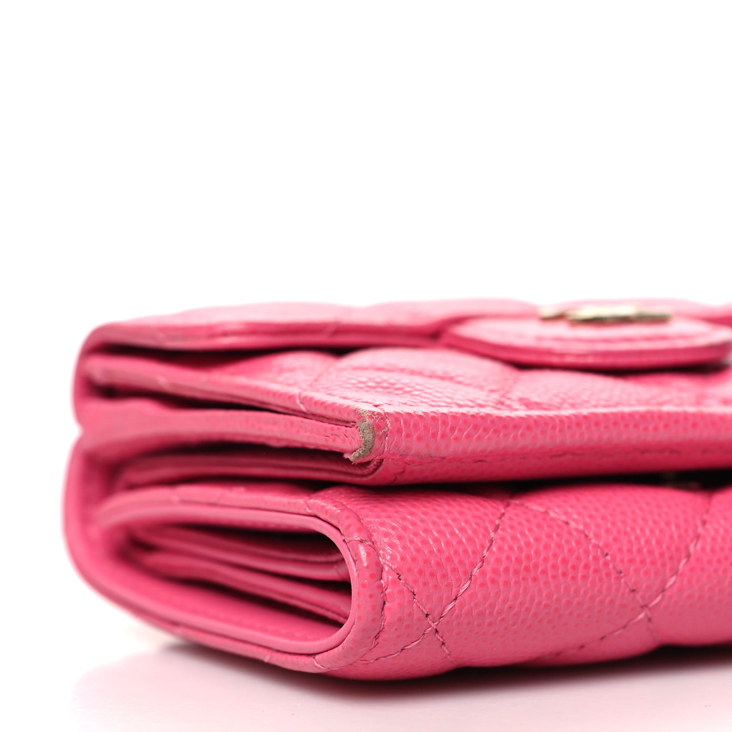 Caviar Quilted Double Flap Wallet Pink