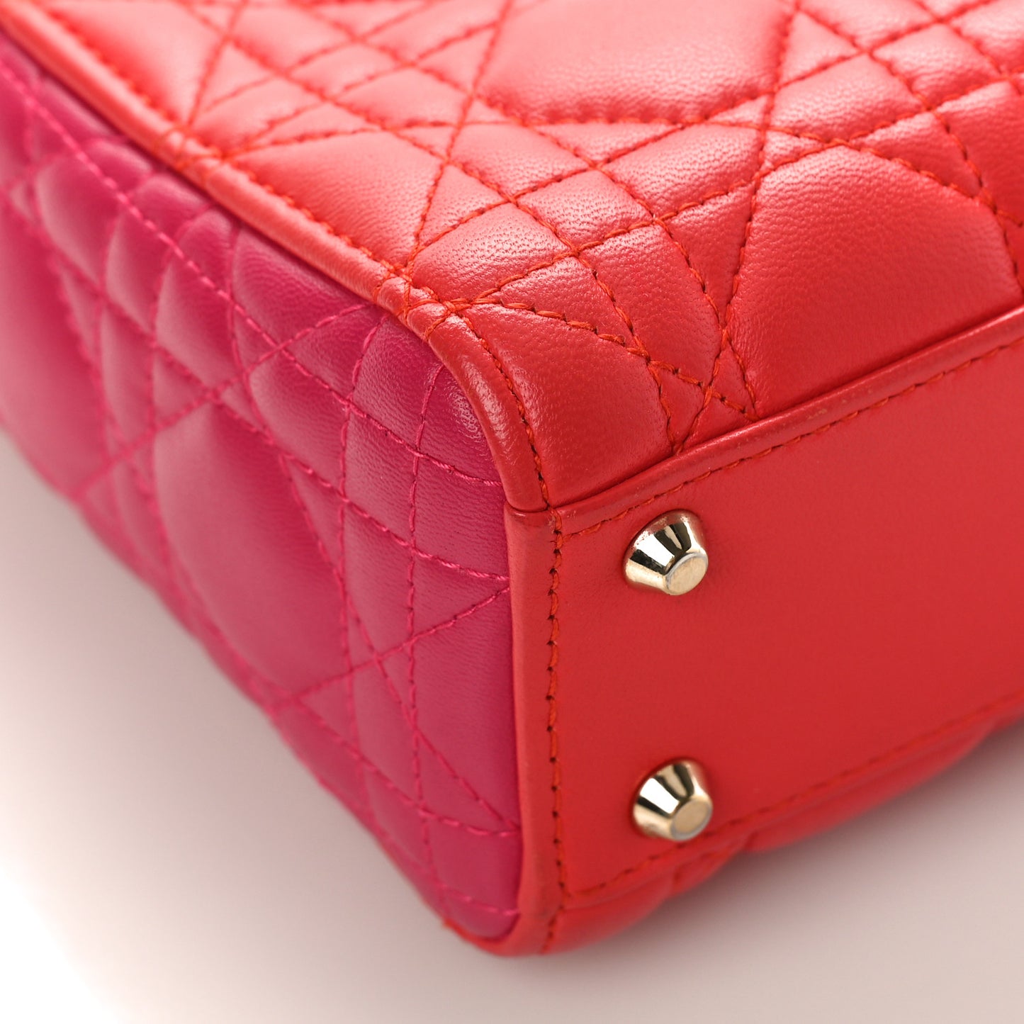 Lambskin Cannage Mini Bi-Color Lady Dior Red Fuchsia