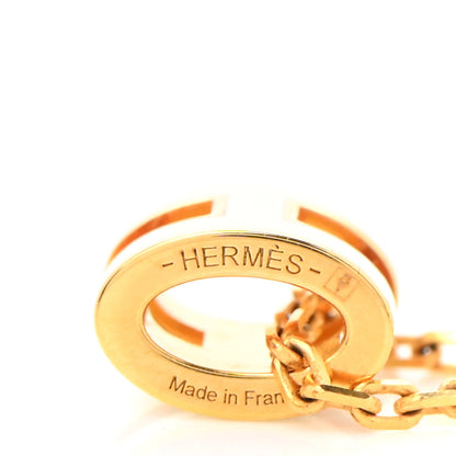 Hermes Lacquered Gold Mini Pop H Pendant Necklace White 6 of 7