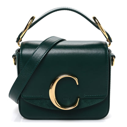 Chloe Shiny Calfskin Suede Mini C Double Carry Green 1 of 10
