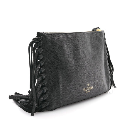 Valentino Garavani Pebbled Calfskin Crockee Small Wristlet Clutch Black 3 of 10