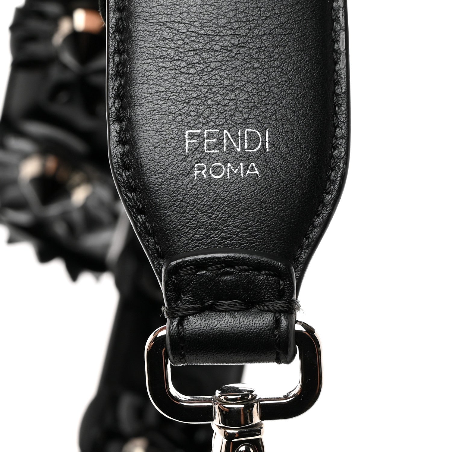Fendi Vitello Dolce Nappa Patent Flowerland Studded Strap You Black 3 of 4