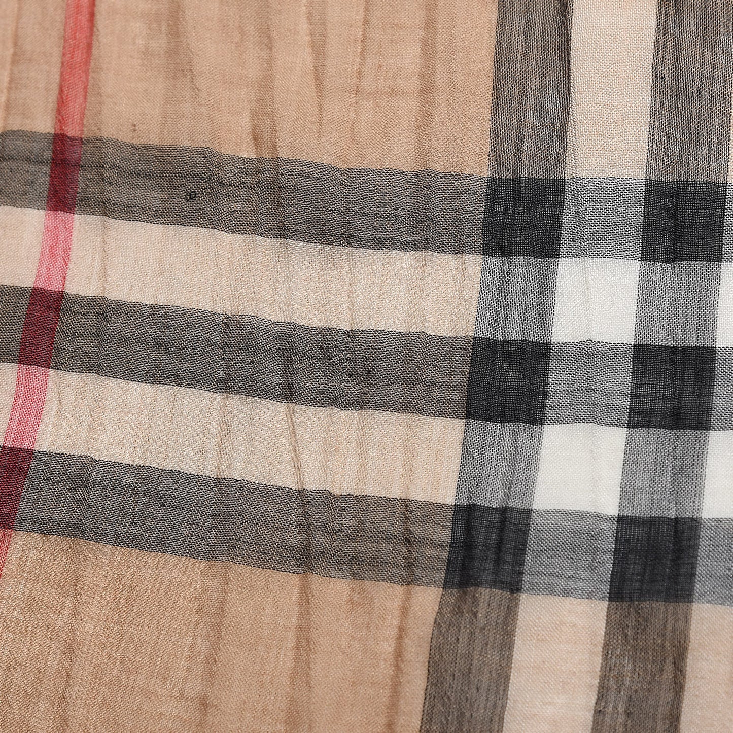 Linen Giant Check Lightweight Scarf Camel