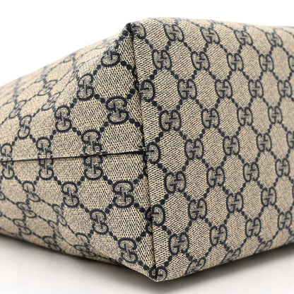 Gucci GG Supreme Monogram Textured Calfskin Web Medium Ophidia Shopping Tote Beige Blue 9 of 10