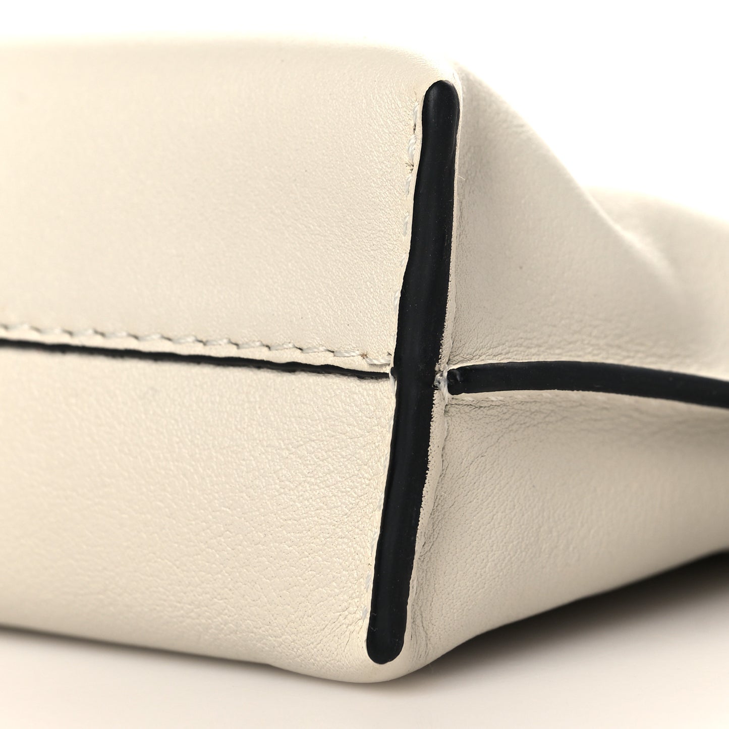 Calfskin Nano Flamenco Knot Clutch Soft White